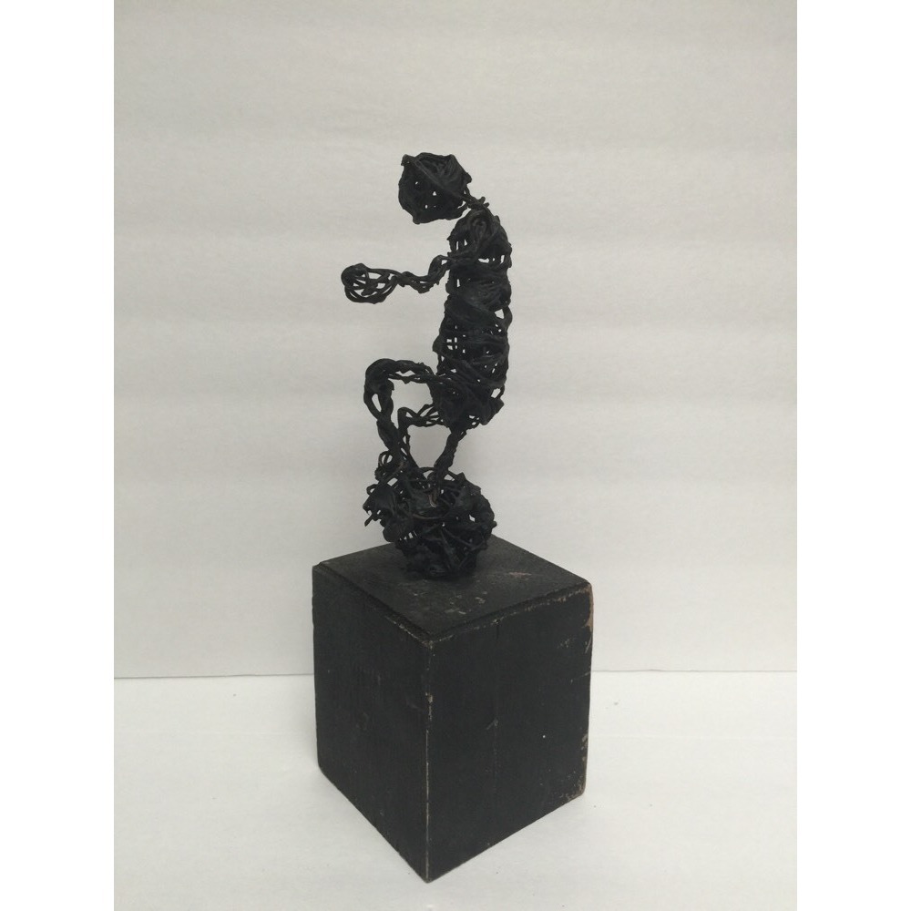 Vintage MID CENTURY Brutalist CLOWN Unicycle  WIRE SCULPTURE Art